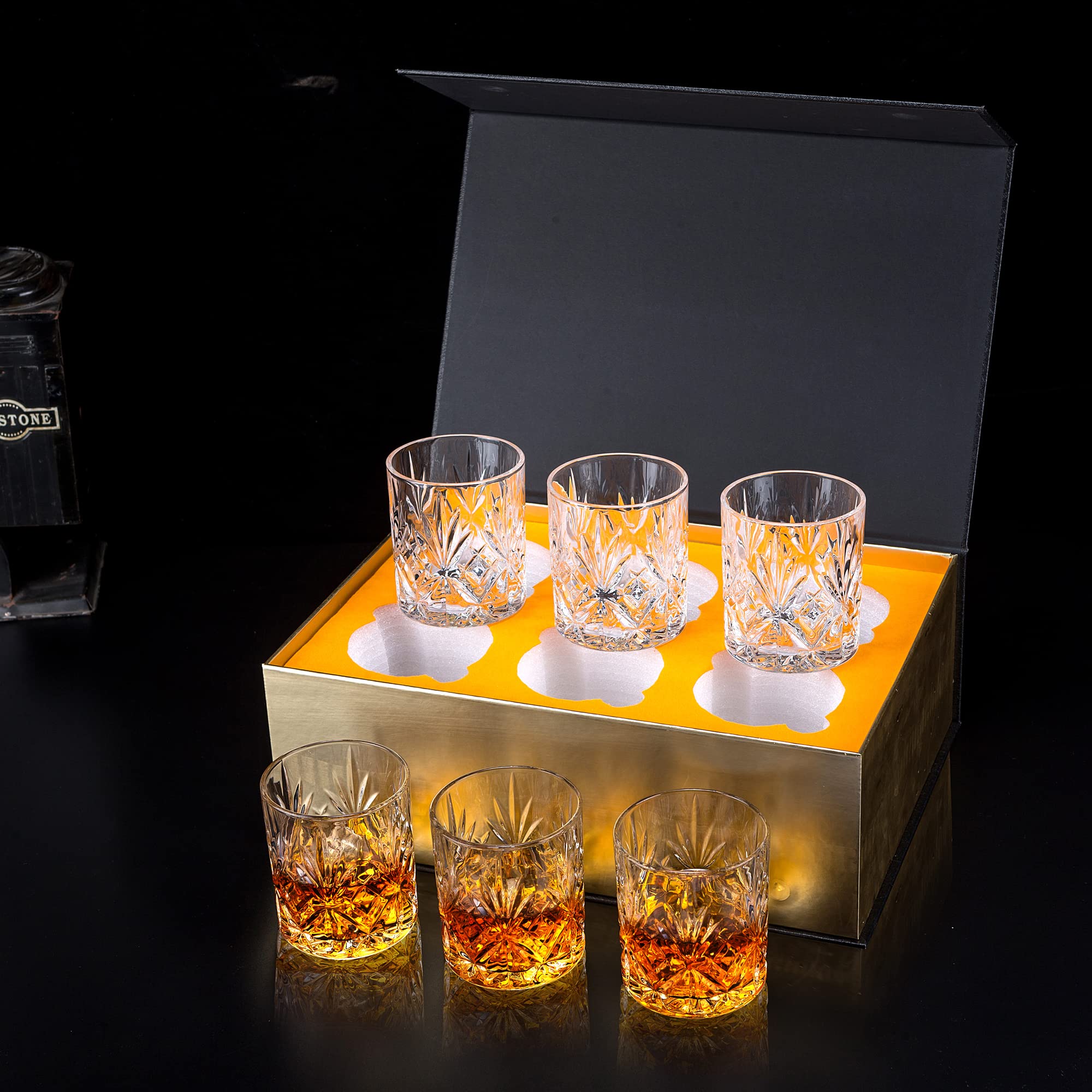 KANARS Bicchieri da Whisky, Bicchiere da Cocktail Cristallo, Regali di Compleanno Unici per Marito Nonno Papà Lui Fidanzato, Bellissimo Regalo, Set di 6 Pezzi, 300 ml