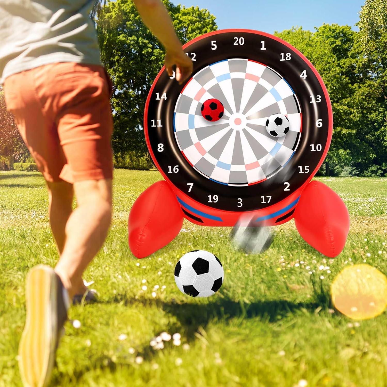 Inflatable Giant Kick Darts Games (Over 6ft Tall), Jumbo Outdoor Soccer Target Dartboard with Soccer Balls and Air Pump, Large Kick Game Carnival Games for Yard Family Adults (Red) image 5 of 6 B0D815T414