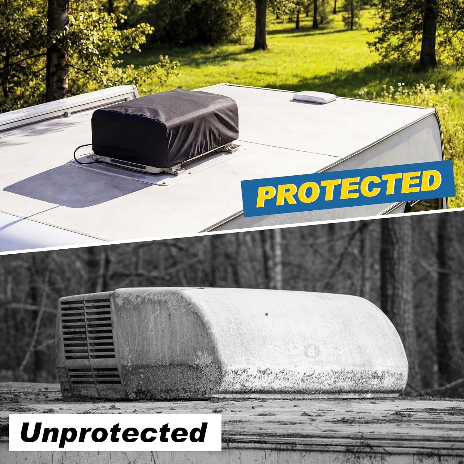 Outus 2 Pcs Rv Air Conditioner Ac Cover 31" L x 31" W x 15" H Camper Travel Rv Cover for Roof 600d Oxford Cloth Dust Proof Protective Roof Accessory Compatible with Mach 3 Plus (Black)