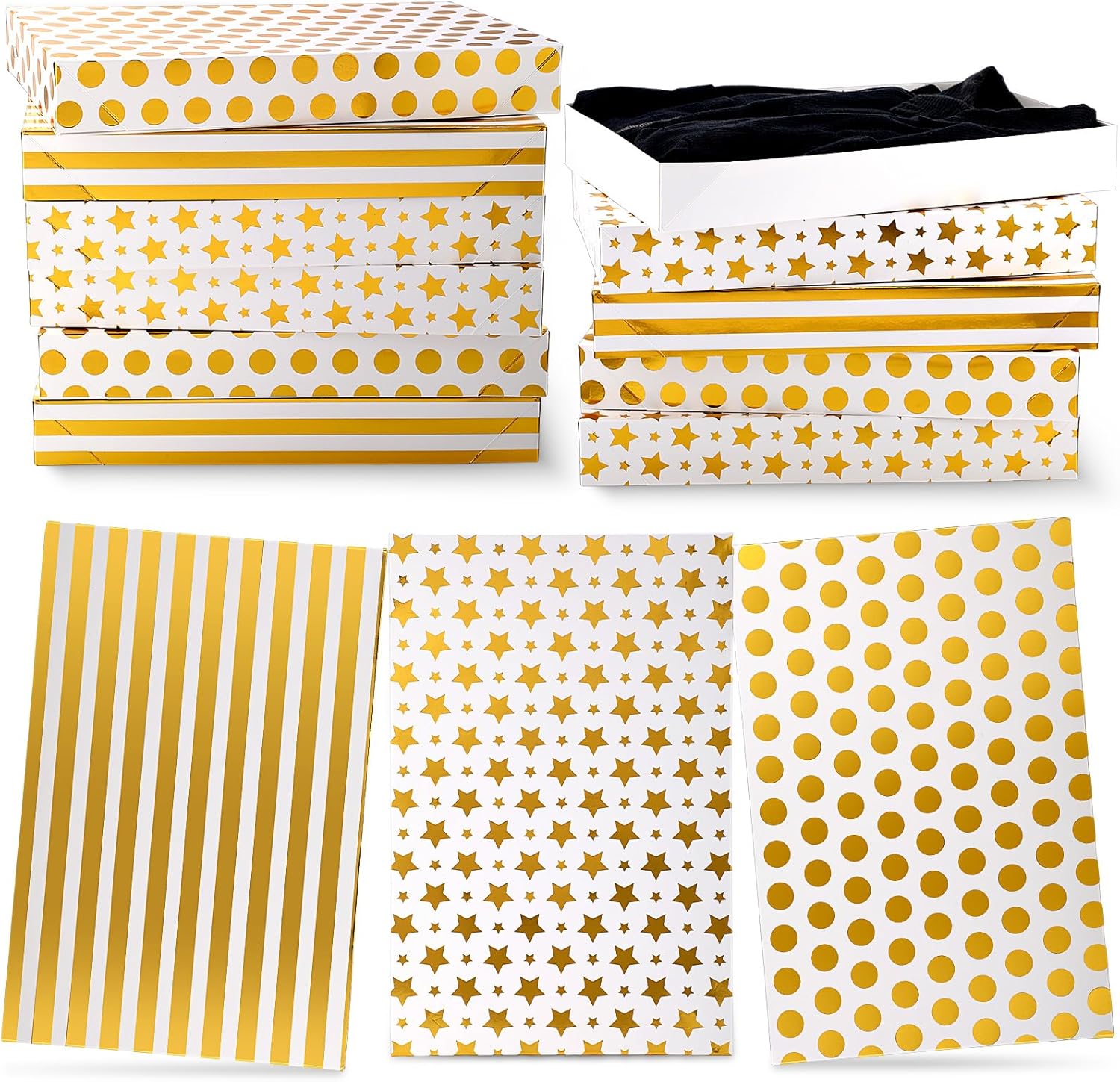 Tenceur 30 Pcs Metallic Gold Christmas Shirt Boxes Large