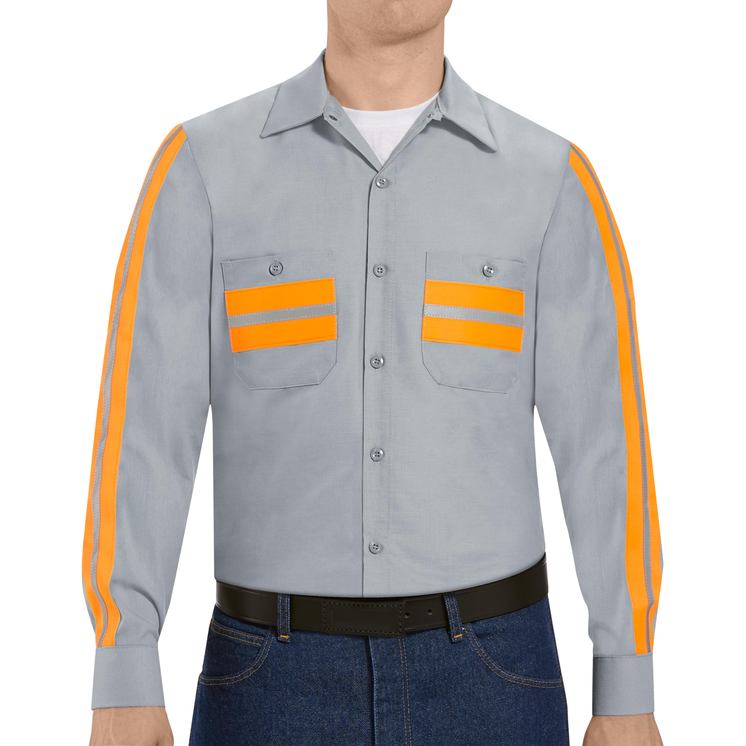 Red Kap Herren Arbeitshemd mit Verbesserter Sichtbarkeit, Lange Ärmel Button-Down-Arbeitshemd (1er Pack)