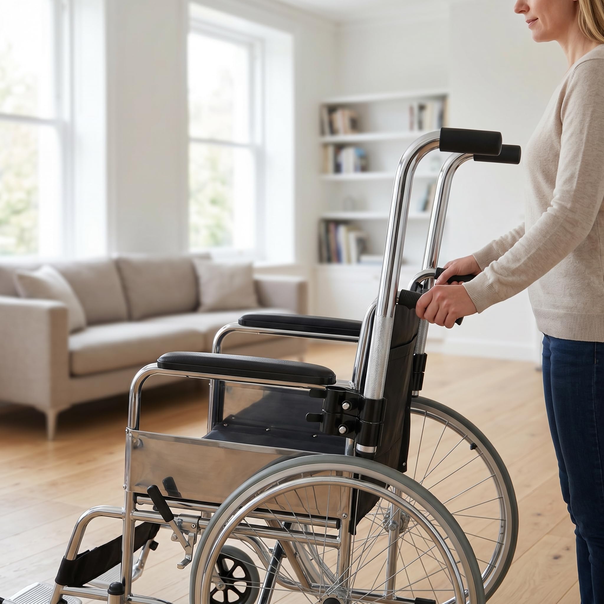 Homoyoyo Extensores de mango de silla de ruedas, 2 piezas de acero inoxidable de repuesto con fácil instalación para adultos discapacitados
