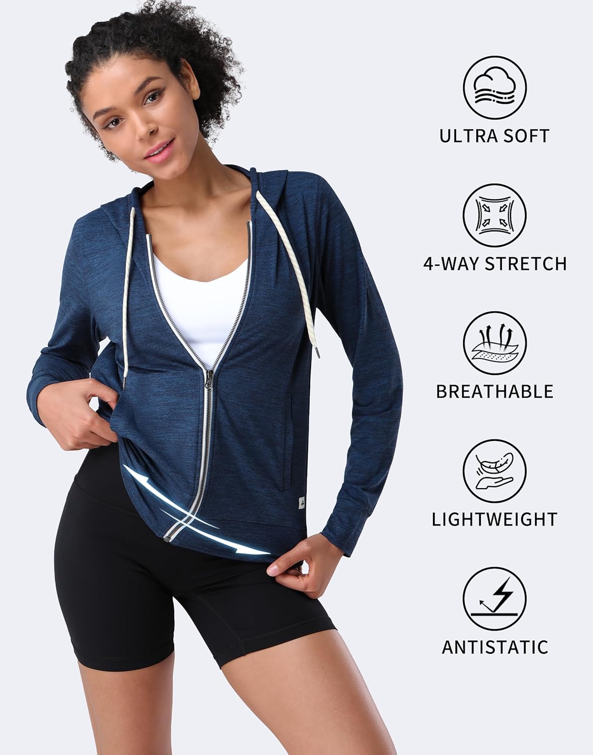 Pioneer Camp Women's Full Zip Up Workout Hoodie Soft Lightweight Hooded Sweatshirts Sweat Jacket Athletic Gym Yoga Casual - Image 4