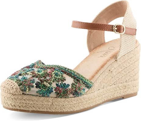 Azura Queridita Womens Espadrille Wedge Sandals with Light Lift & Cushioned Comfort