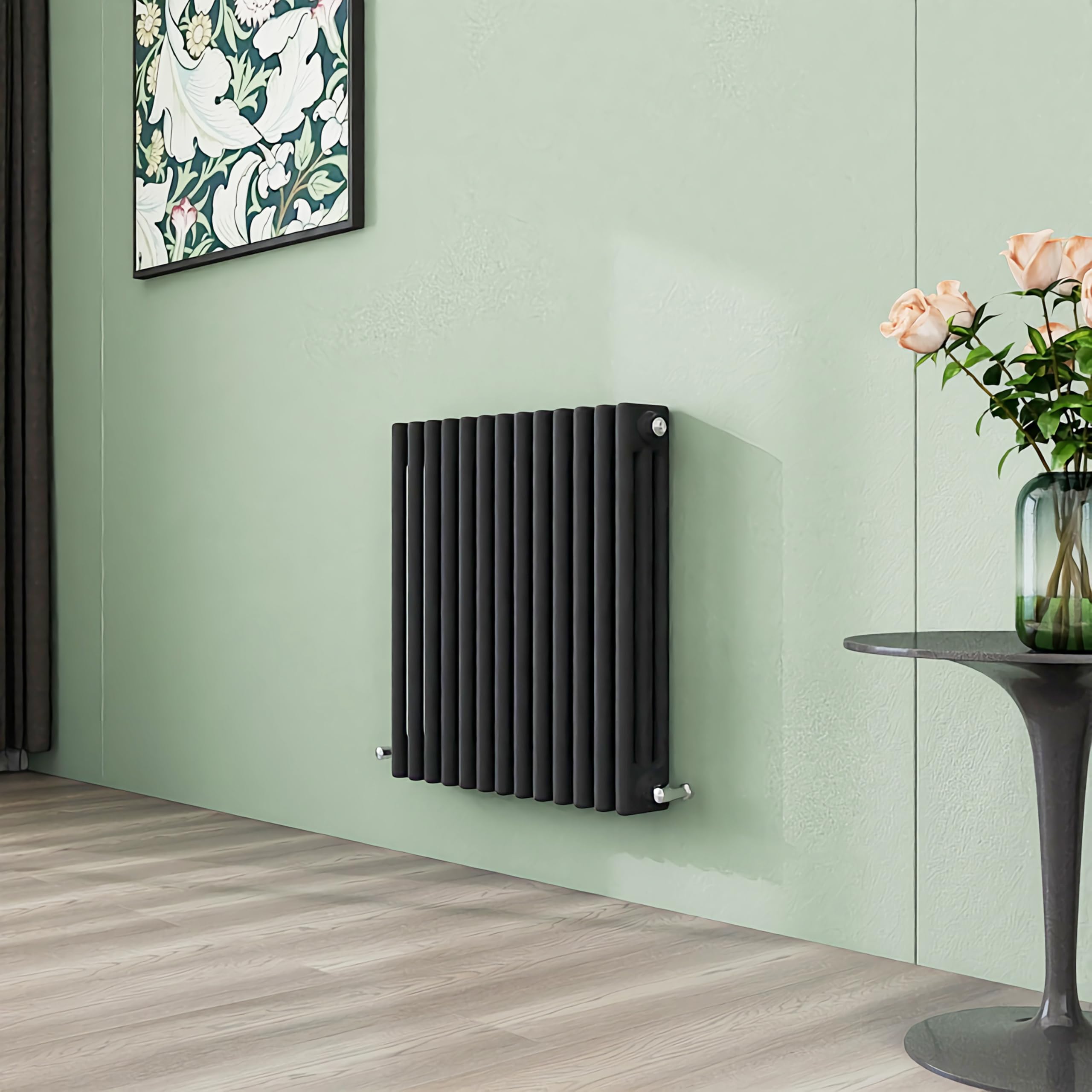 Simple Bathrooms Anthracite Simple Bathroom 600×605Mm Traditional Radiators Horizontal Cast Iron Style Radiator Triple Column Design