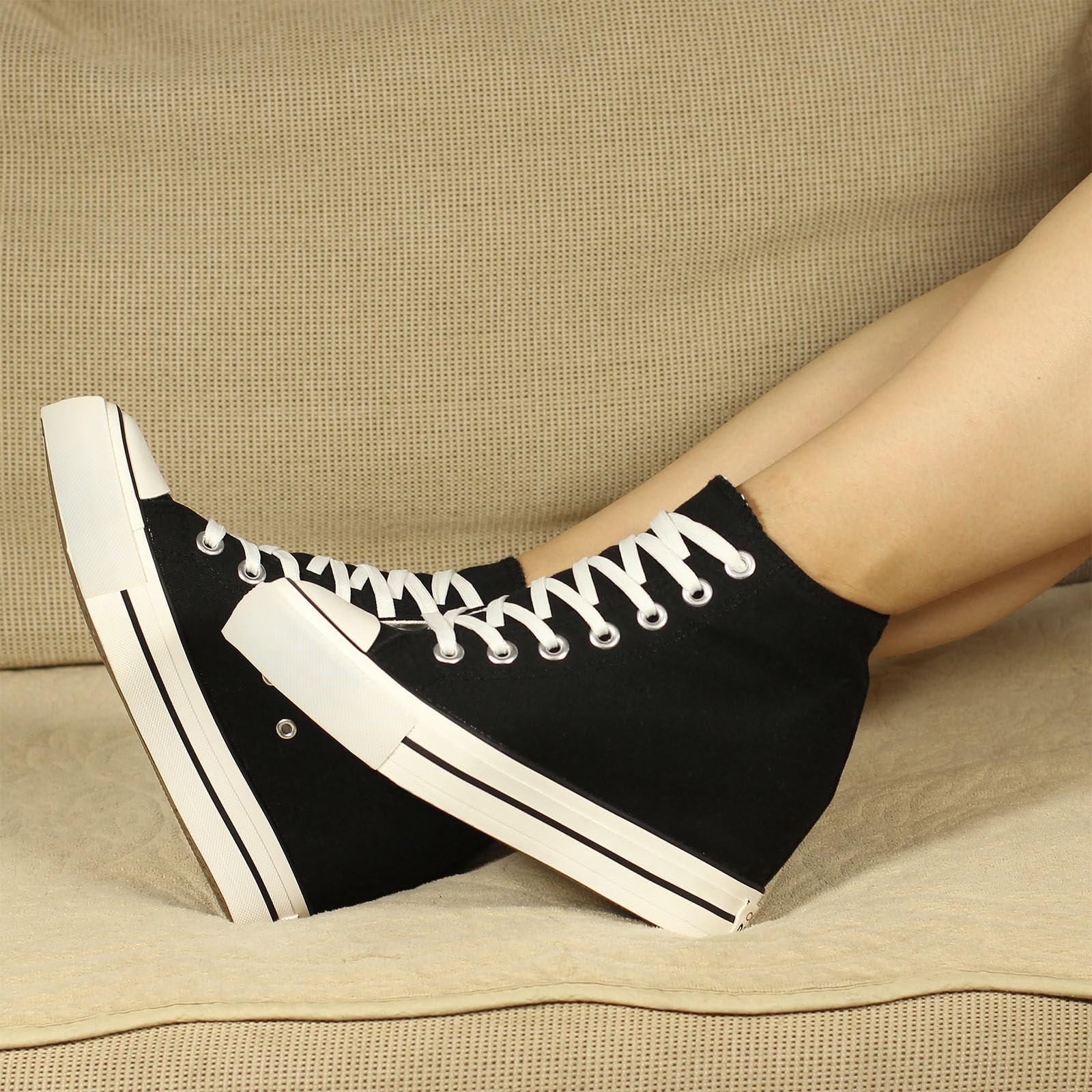 Mujer Zapatos De Lona Tacón Alto Invisible Zapatos Zapatillas De Deporte para Mujer 34-40