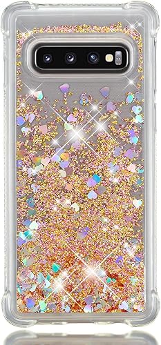 Miniatura 2 de Funda compatible con Galaxy S10, funda transparente líquida con purpurina flotante de arena movediza a prueba de golpes, funda protectora de