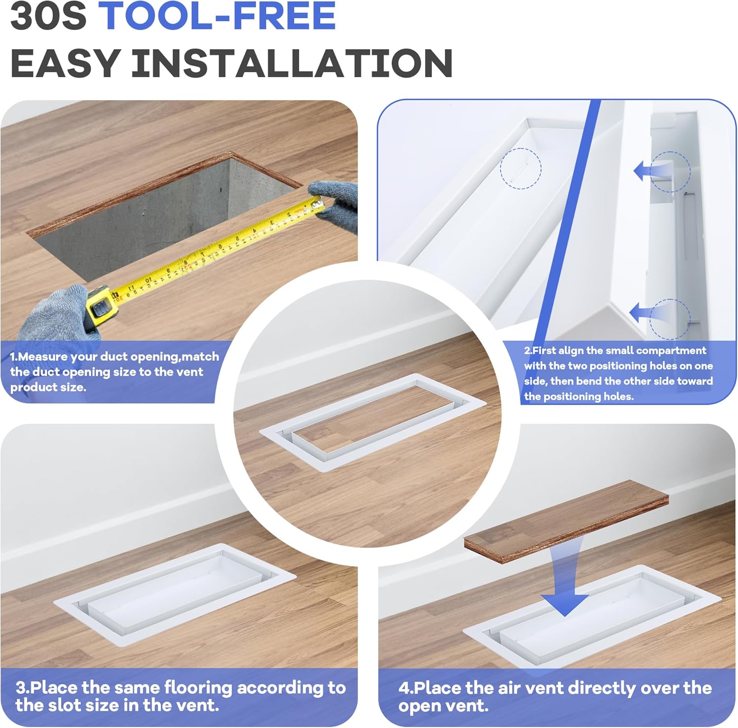 3x10 Floor Registers, Floor Vents Heavy Duty Steel Floor Registers Walkable Floor Vent Covers Unadjustable Vent Register for Floor Home Office