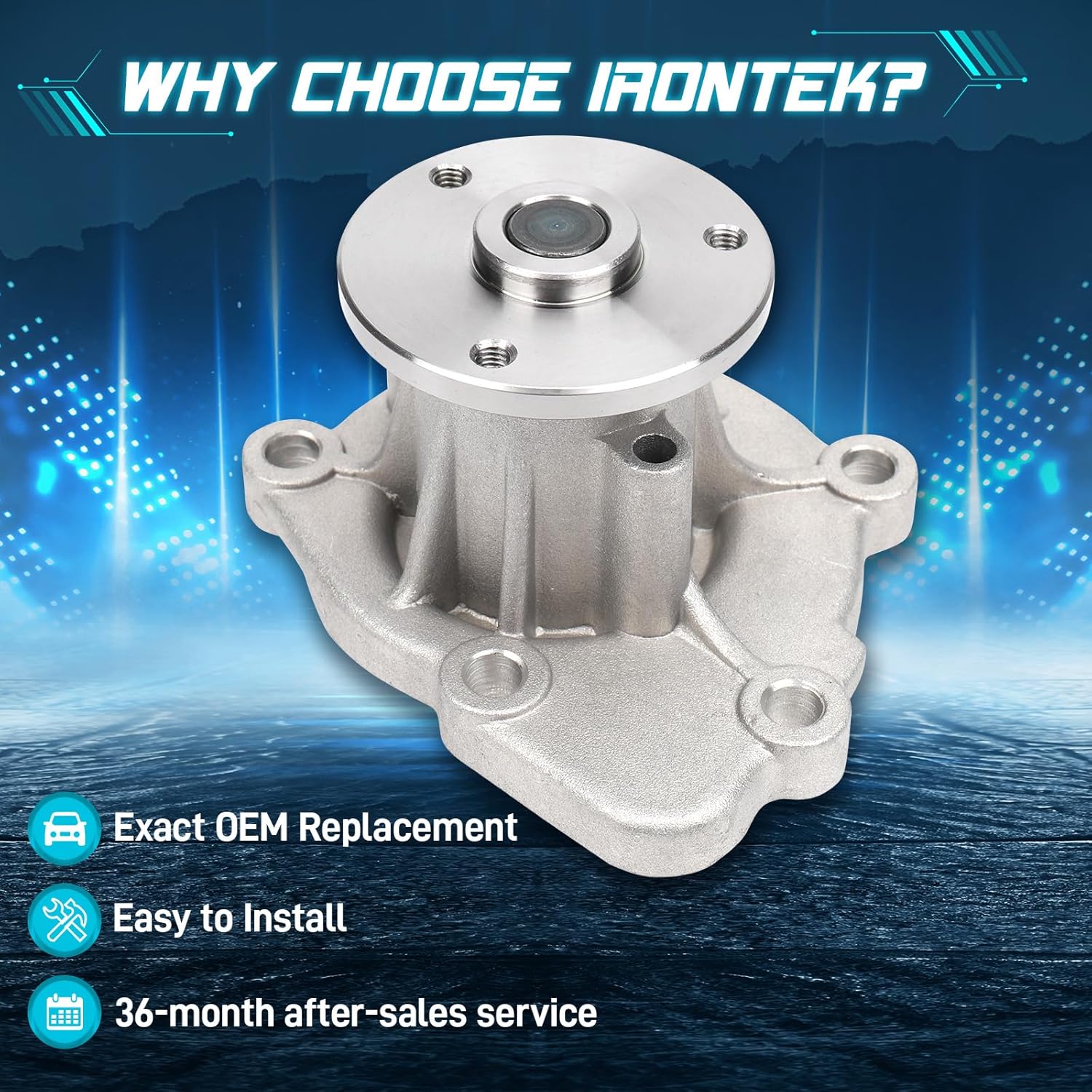 IRONTEK AW6038 Engine Water Pump Fit for Chrysler (2011-2017 200/2007-2010 Sebring), for Dodge (2008-2014 Avenger/ 2007-2012 Caliber), for Jeep 2014-2020 Cherokee, for Fiat 2016-2017 500X #5047138AC