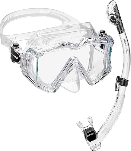 Miniatura 7 de Rapido Boutique Collection - Máscara de esnórquel panorámica con lente de vidrio templado de alta calidad, diseño italiano, antivaho y vista