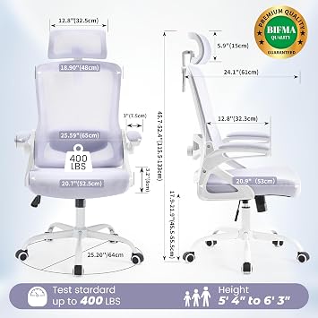 Ergonomic Mesh Office Chair with 2D Adjustable Headrest and Lumbar Support