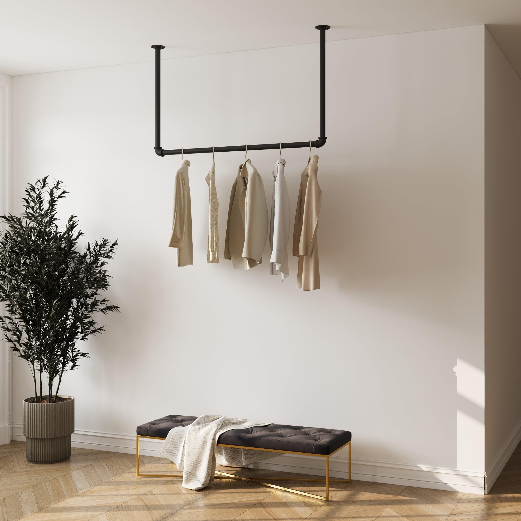 RSR Hangers Kleiderstange Industrial Schwarz für Decke Deckenmontage
