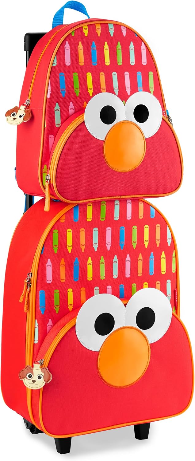 Skip Hop x Sesame Street Toddler Kids Carry-On Rolling Luggage with Wheels, Age 3y+ - Elmo