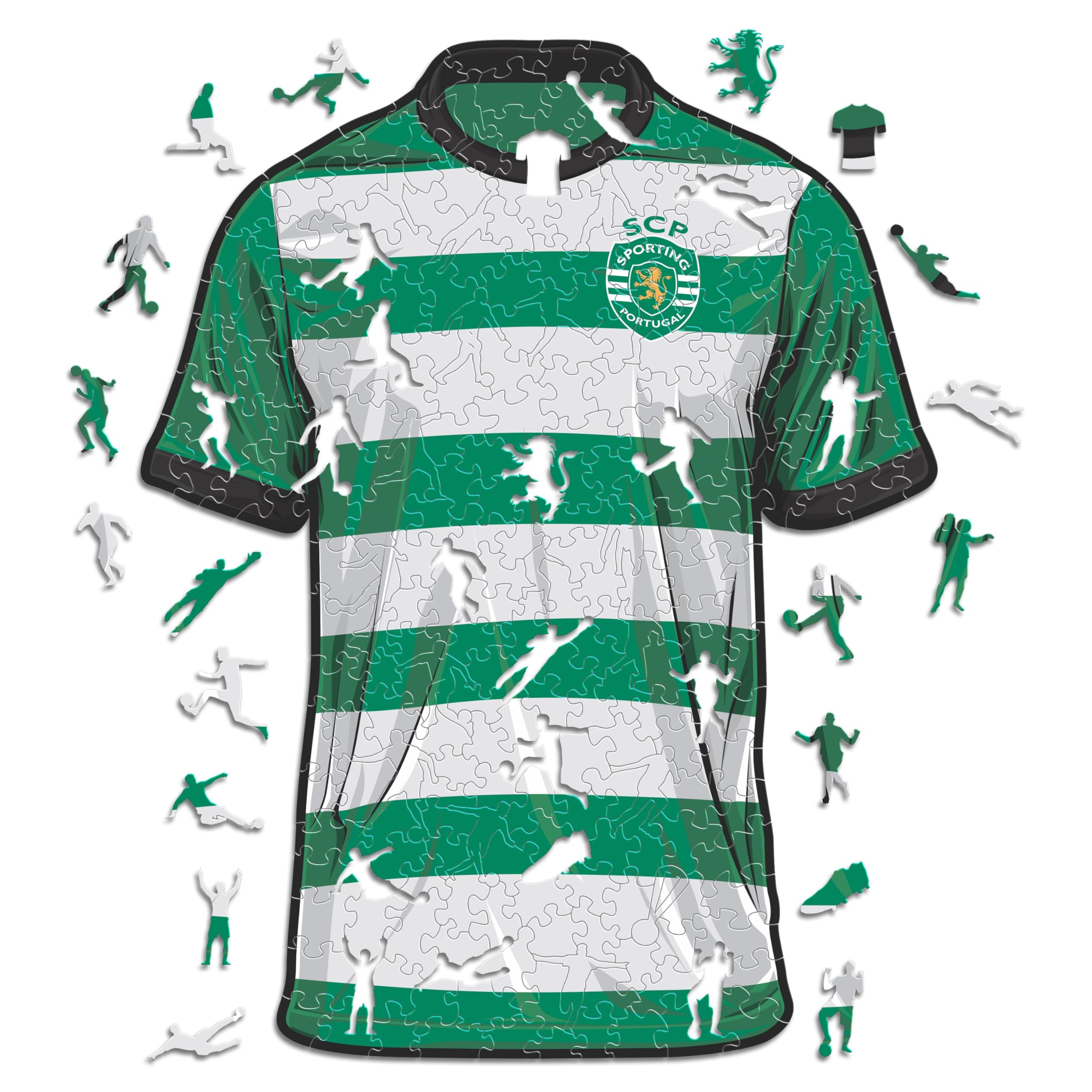 Iconic Puzzles, Sporting CP Jersey, Officially Licensed Wooden Puzzle, 100% Sustainable, Gift for Adults and Children Size M