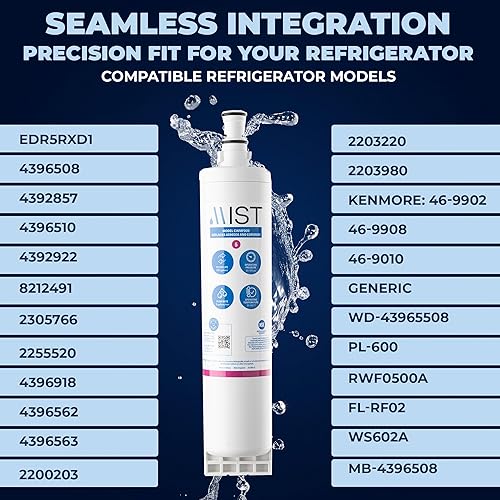 Miniatura 3 de MIST 4396508 Filtro de agua de repuesto para Whirlpool EDR5RXD1, filtro de agua para refrigerador compatible con EveryDrop Filter 5, 4396510,