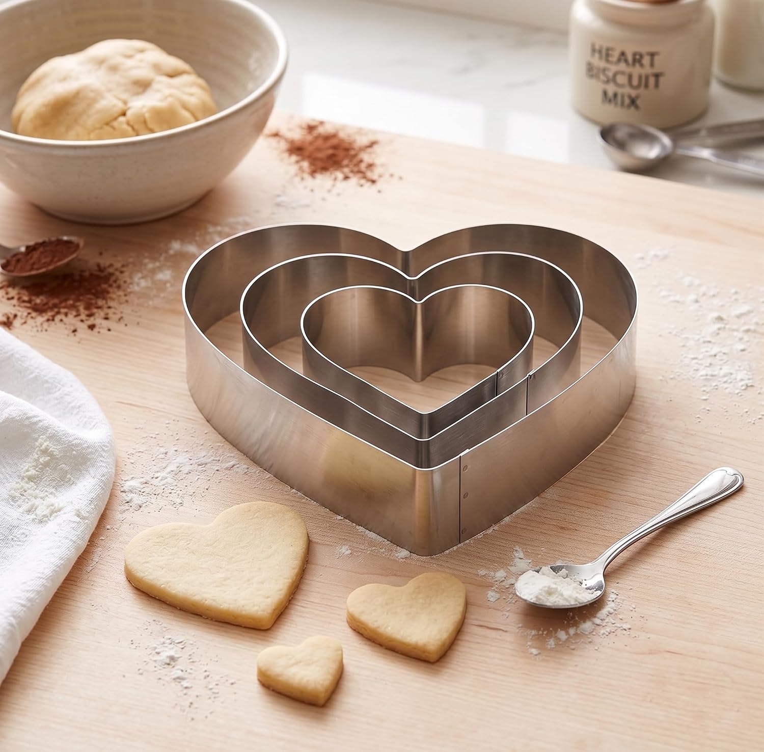 Large Heart Cookie Cutter Set-4/6/8 Inch Heart Cake Mold Ring Pancake Mold Valentine Day Gift Stainless Steel