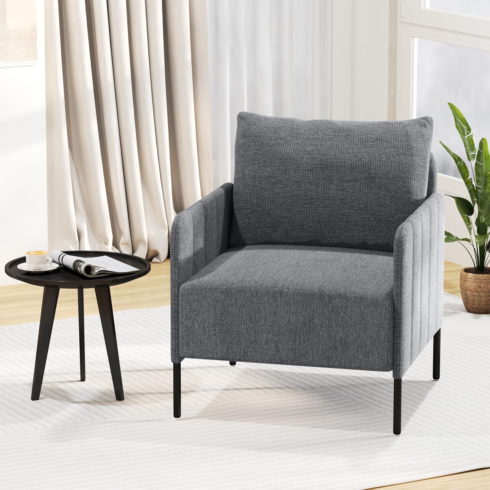 COSTWAY Fotel do salonu, pojedyncza sofa z poduszkami, fotel wypoczynkowy z regulowanymi poduszkami na stopy, wygodna sofa, nowoczesny fotel relaksacyjny do sypialni, gabinetu, szary