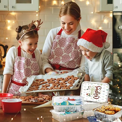 Miniatura 6 de XIAFEI Recipientes de comida de papel de aluminio para cocina, 32 piezas, sartenes de aluminio con fundas para llevar para festivales de Navidad,