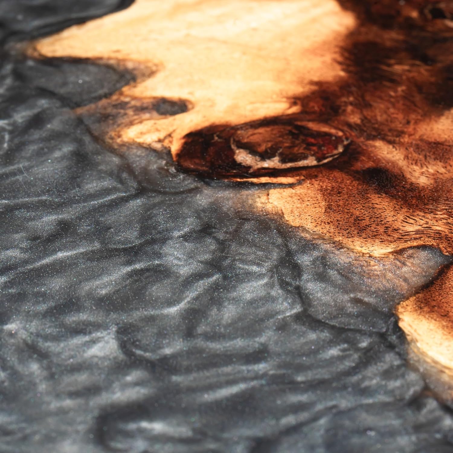 Handmade Reversible 16" Wood and Epoxy Resin Lazy Susan, Turntable for Kitchen Countertop, Rotating Display Stand, Organizer and Storage for Dining Table, Cup Board, Home Decor (Grey)