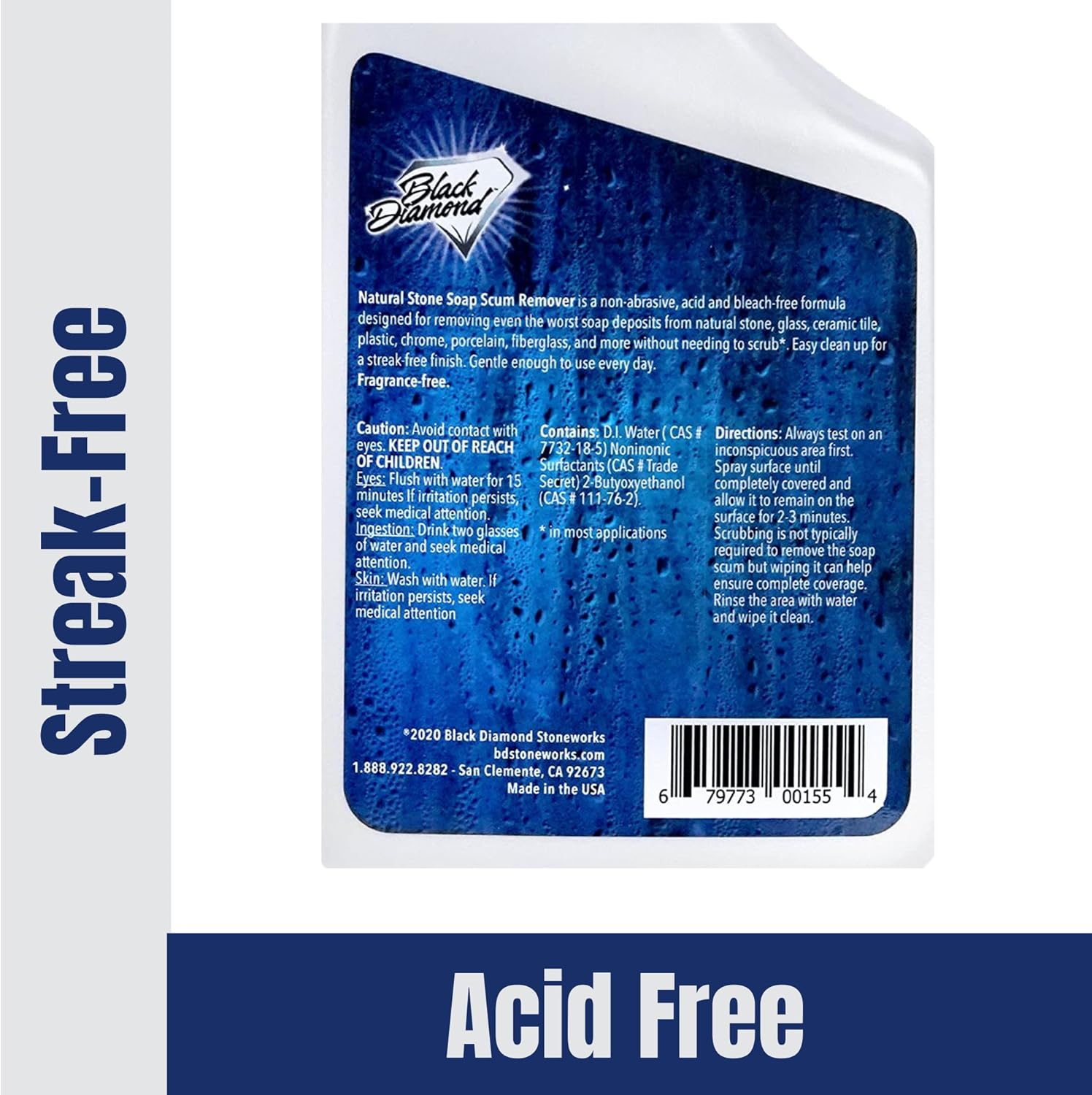 Black Diamond Stoneworks Natural Stone Shower Soap Scum Remover Spray. For Cleaning Bathtubs, Glass Doors, Tubs, Travertine, Marble, Tile. Heavy Duty, Safe Acid-Free Cleaner. Safe for fixtures.