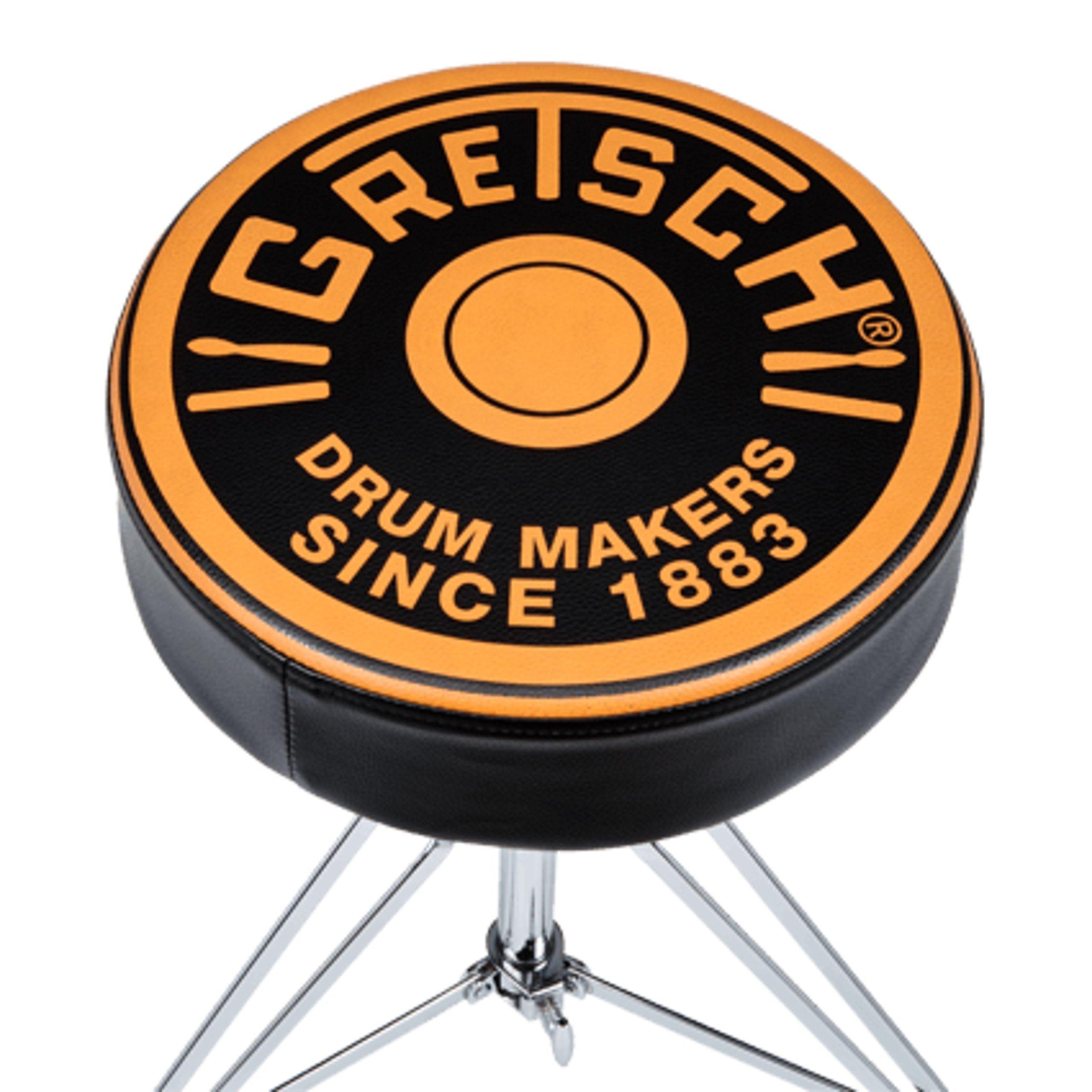 Sgabello per batteria Gretsch Drum - Pro Throne Art Top - doppio rinforzo - mandrino rotante - seduta rotonda con logo - GR9608-2