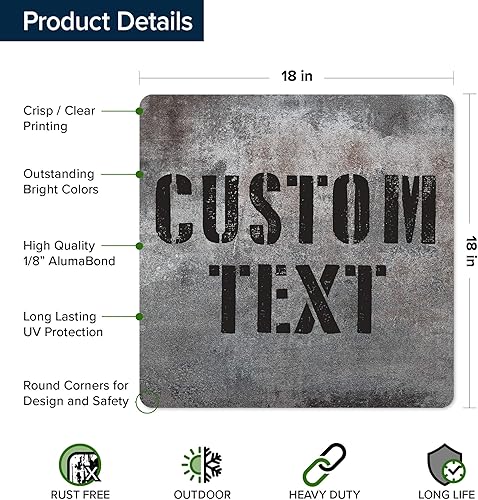 Miniatura 1297 de My Sign Center - Letrero personalizado, 11 colores de fuente, 13 estilos de fuente, 4 opciones de agujero, 22 tamaños, 8 x 32 pulgadas, sin óxido,