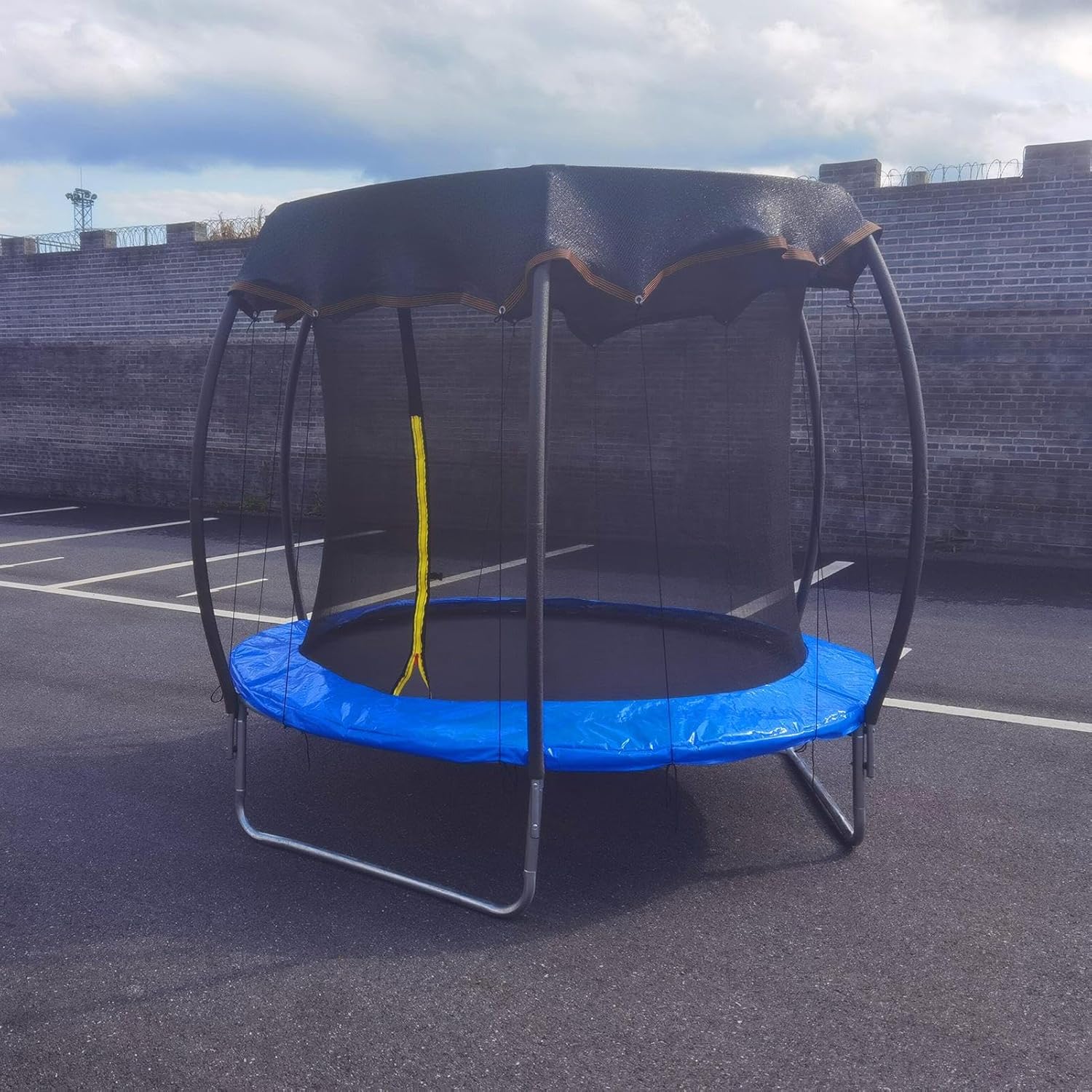 トランポリンカバー | 日よけ テント トップカバー,耐候性 紐付き UVカット メッシュネット 屋外スポーツ アクセサリー 庭遊び