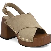 MIA Womens Eudora Suede Platform Block Heel Sandals