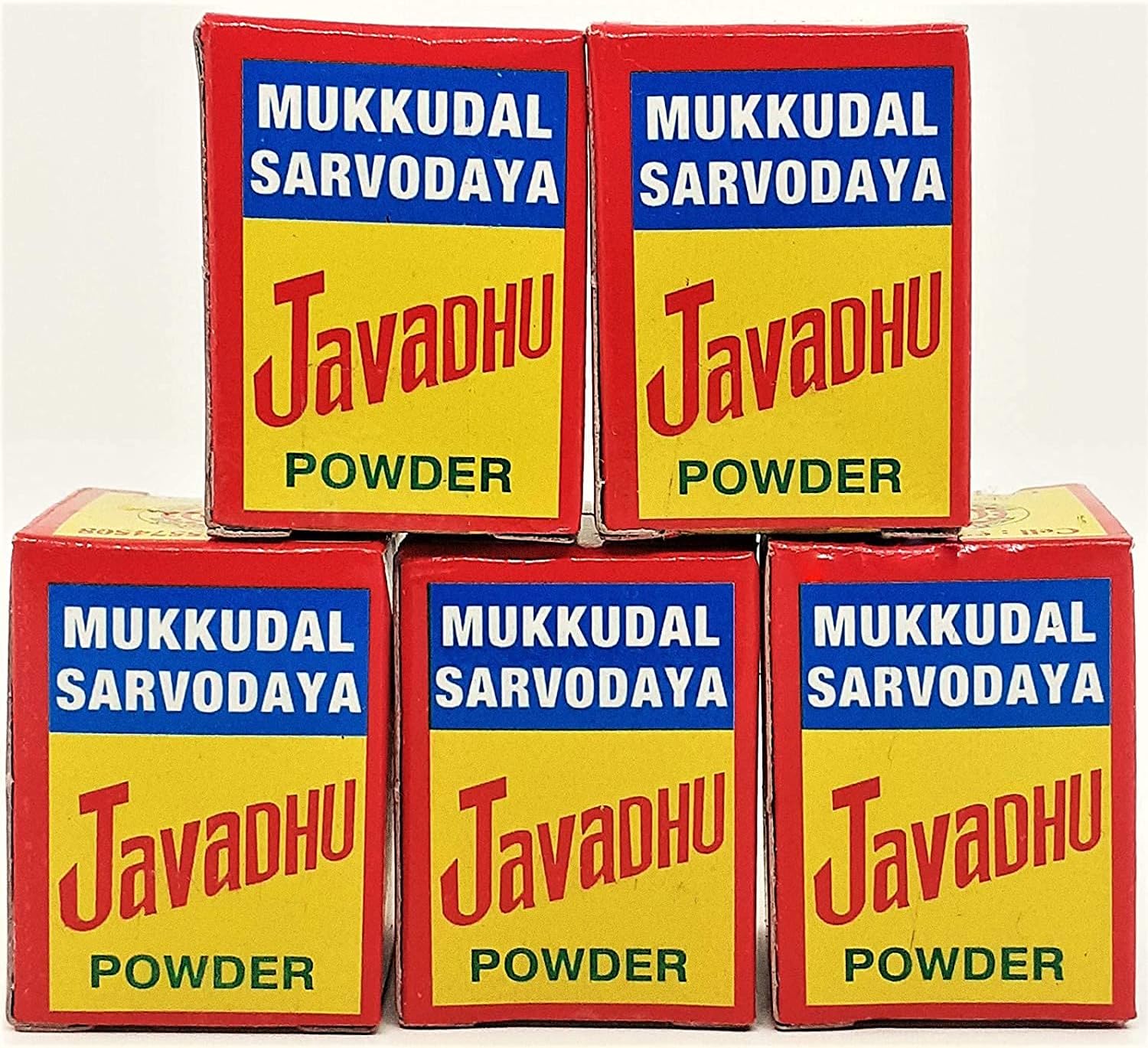 Mukkudal Sarvodaya Sarvodaya Original Javadhu Herbal Scented Powder for Cloth and Body - Pack of 5 for Pooja and Also Mix with Dasangam/Dhasangam. Arulmigu Arunachaleswarar Temple prasadam from Tiruvannamalai
