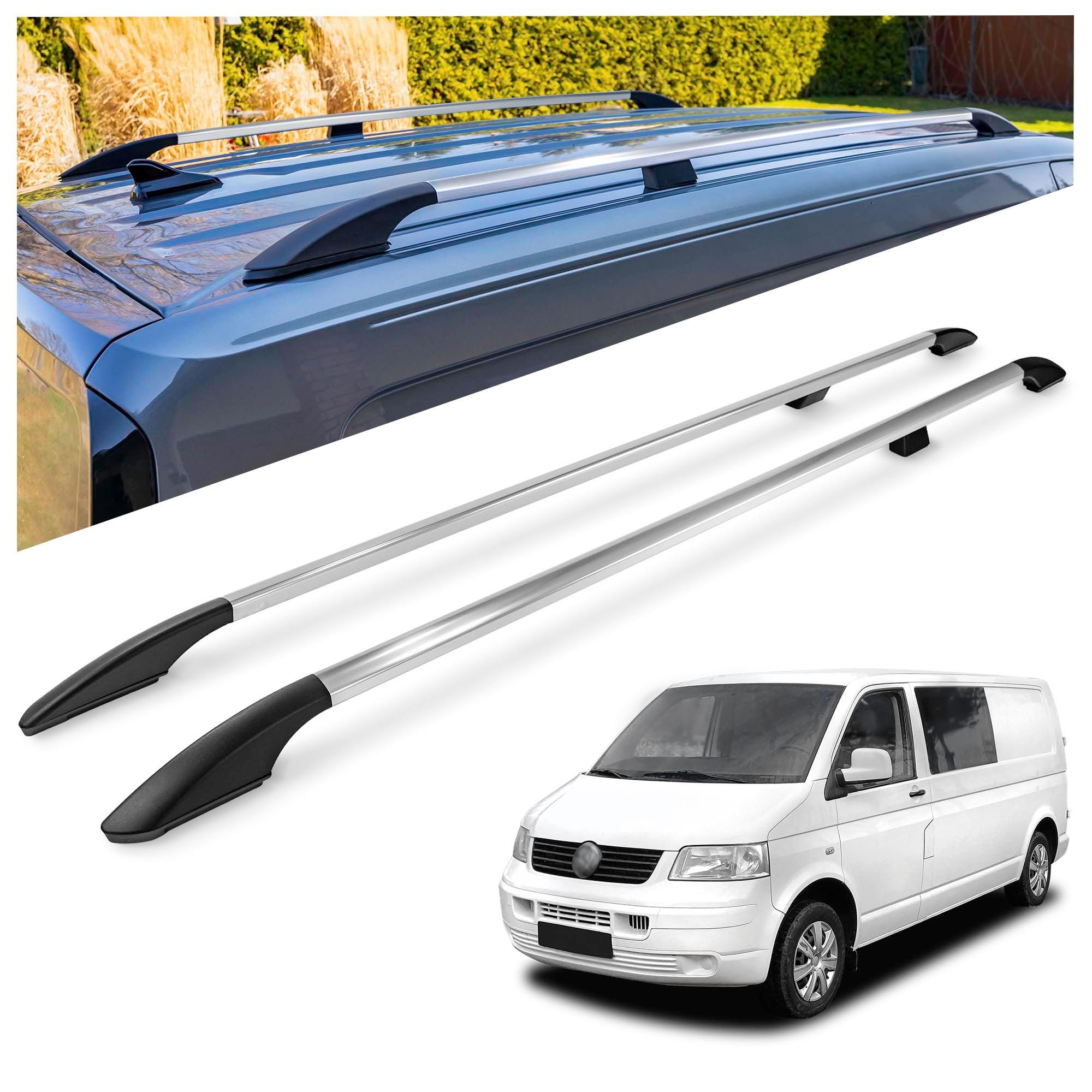 CHROMEMASTER | Dachrelinge Dachträger Kompatibel mit VW Transporter T5 L1 KURZ 2003-2015; Geeignet zur Montage von Dachträgern, Dachboxen und Fahrradträgern | Einfache und Schnelle Montage