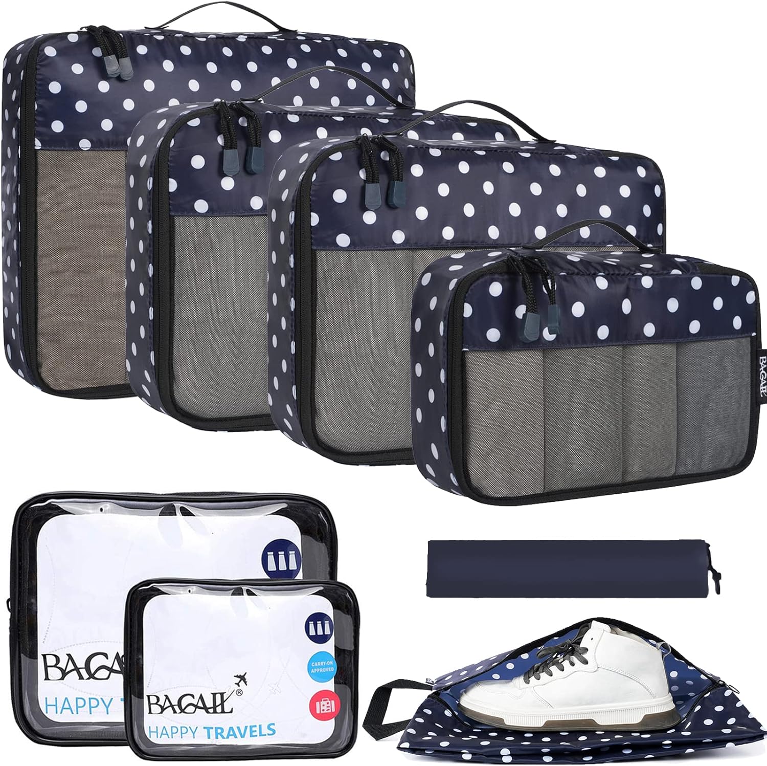 BAGAIL 8 Set Packing Cubes Luggage Packing Organizers for Travel