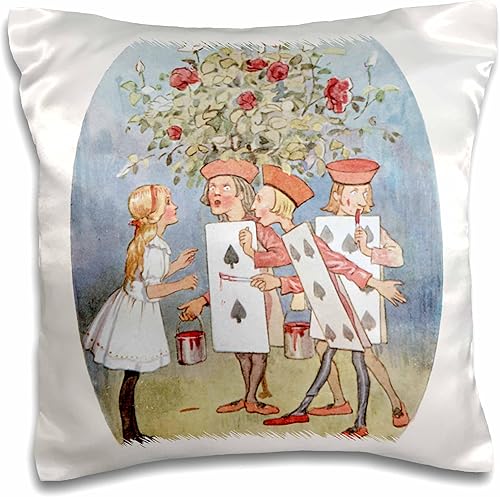 3dRose pc_110176_1 Funda de almohada de Alicia en el país de las maravillas, 16 x 16 pulgadas