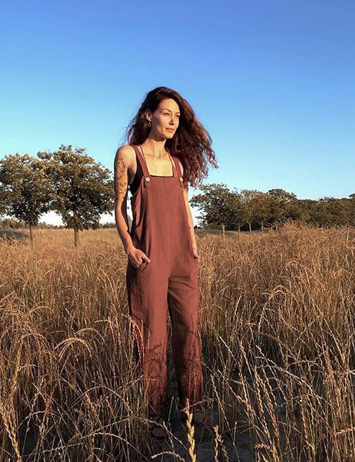 AMEBELLE Women's Sleeveless Cotton Linen Overalls Rompers Baggy Wide Leg Jumpsuits - Image 4