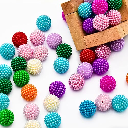 Miniatura 2 de 60 cuentas de perlas de 0.787 pulgadas (0.787 in) cuentas de burbujas de perlas coloridas para hacer joyas, pulseras, aretes, collares