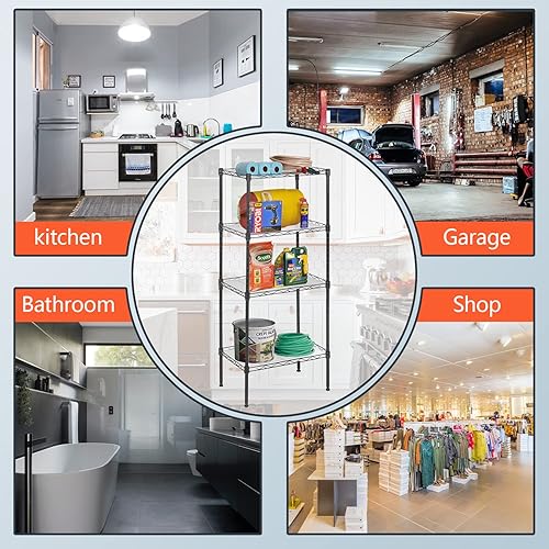 Vista 220 de FDW - Estantería metálica : 6 estantes de alambre de acero resistente ajustables, con ruedas, 48 pulgadas (L) x 18 pulgadas (An) x 76 pulgadas (A)