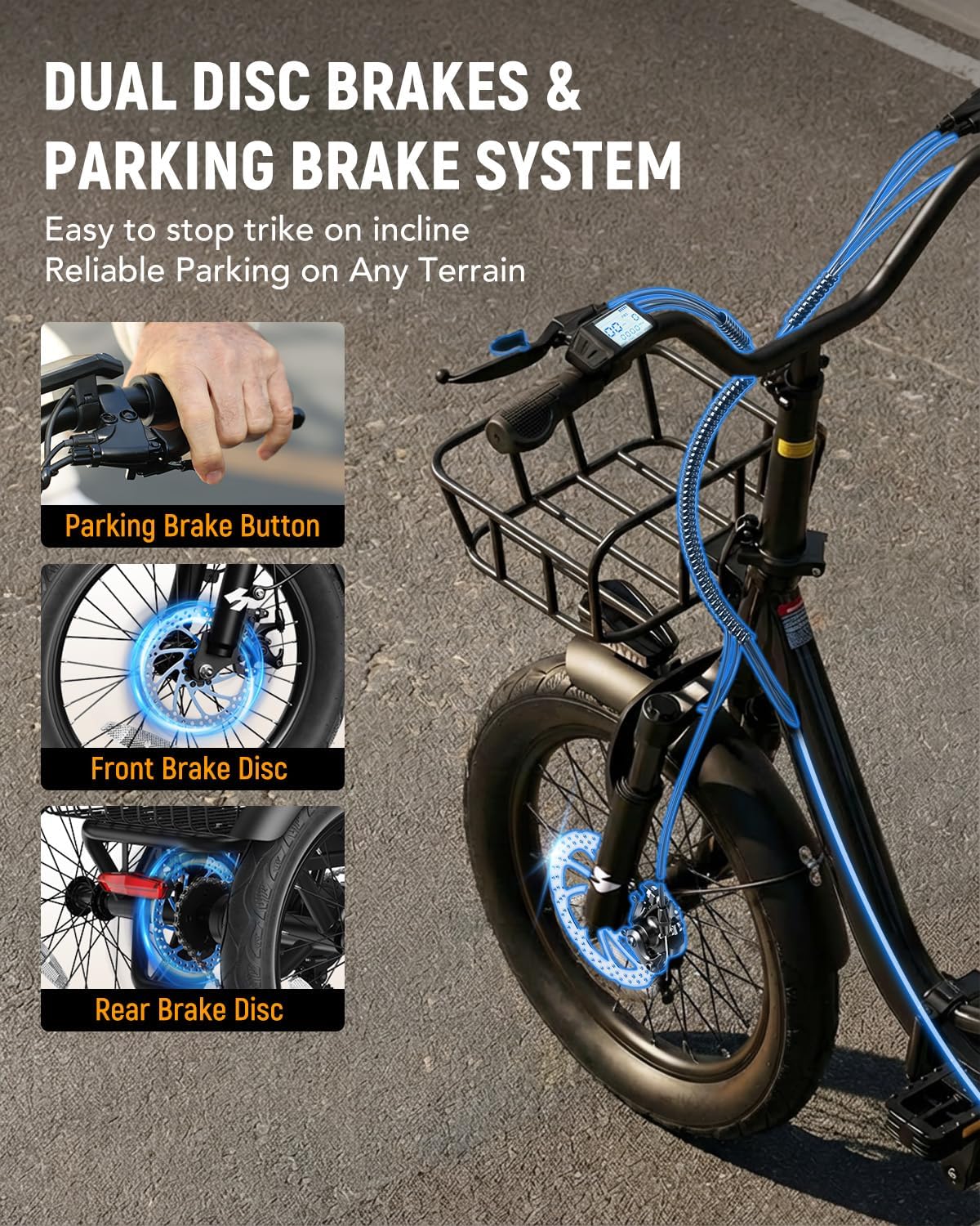 T10 Electric Trike Bike, 1200W Brushless Motor Folding Trike Ebike, 48V 10.4AH Removable Battery, Step-Thru 3 Wheel Electric Bicycle, Up to 55 Miles, 18MPH, 20" Tire Tricycle for Adults