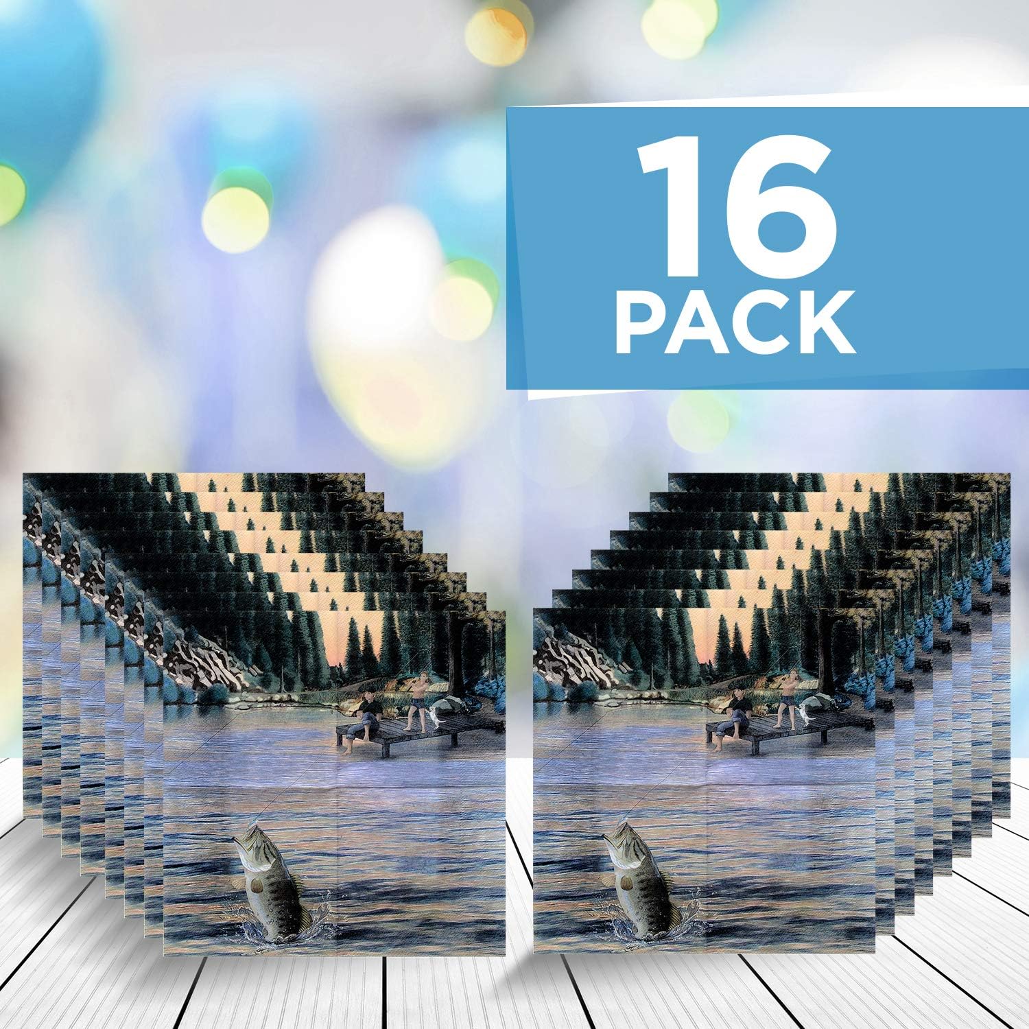 Best Cyber Deals 🔥 Fishing Beverage or Cocktail Napkins Gone Fishin' Party Collection (16 pack) by Havercamp