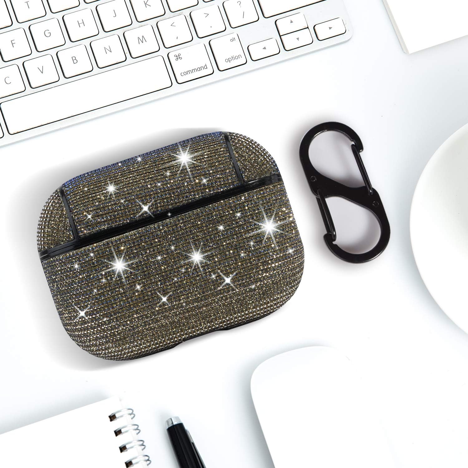 for Airpods Pro Accessories, Bling Glitter for AirPods Pro Case Cute for Girls Kids Protective Case for AirPods Pro Charging Case,Gold