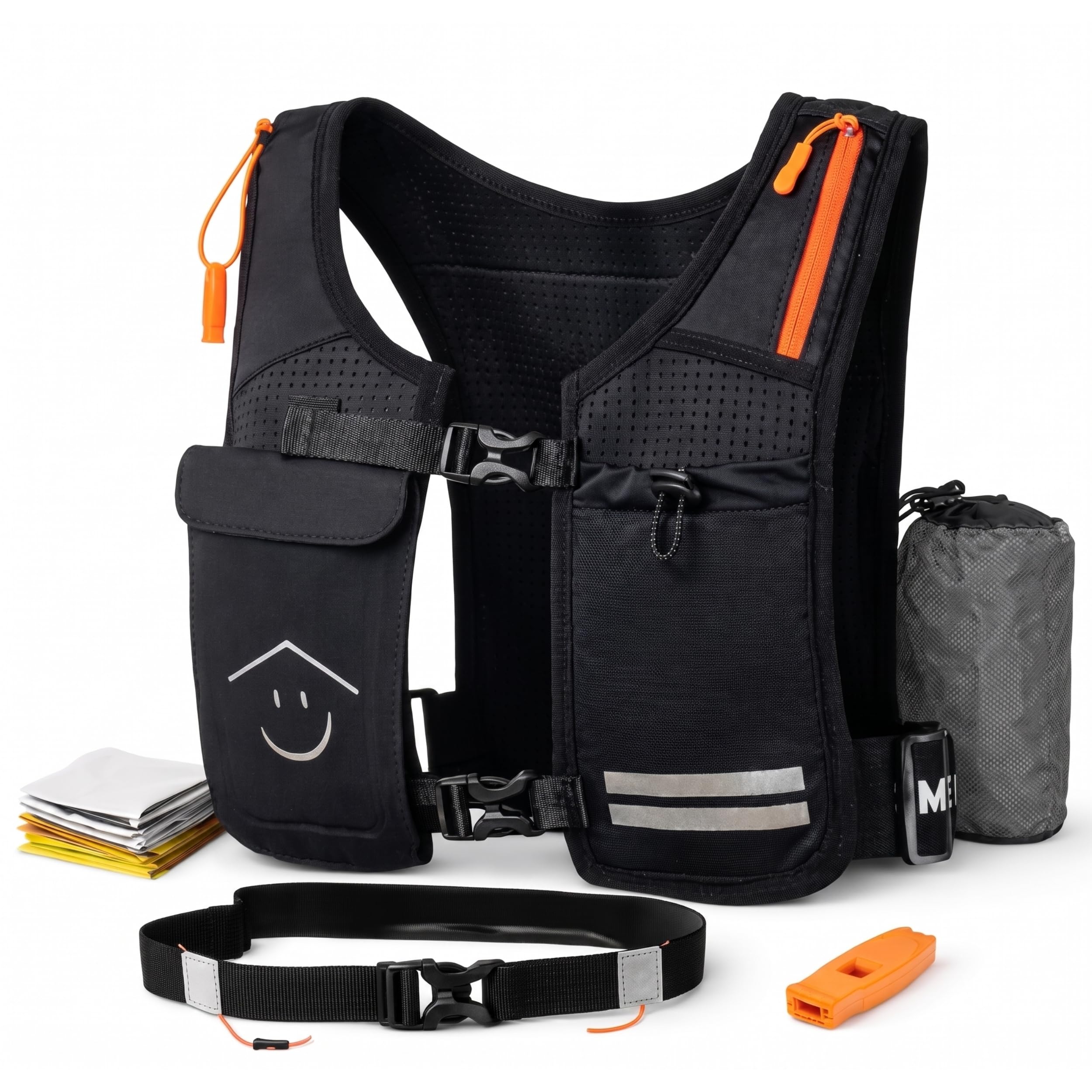 Chaleco Running Hombre Mujer con Kit Completo de Seguridad – Ligero, Sin Rebote y Cómodo, 7 Bolsillos, Transpirable y Reflectante para Carrera, Senderismo y Montaña