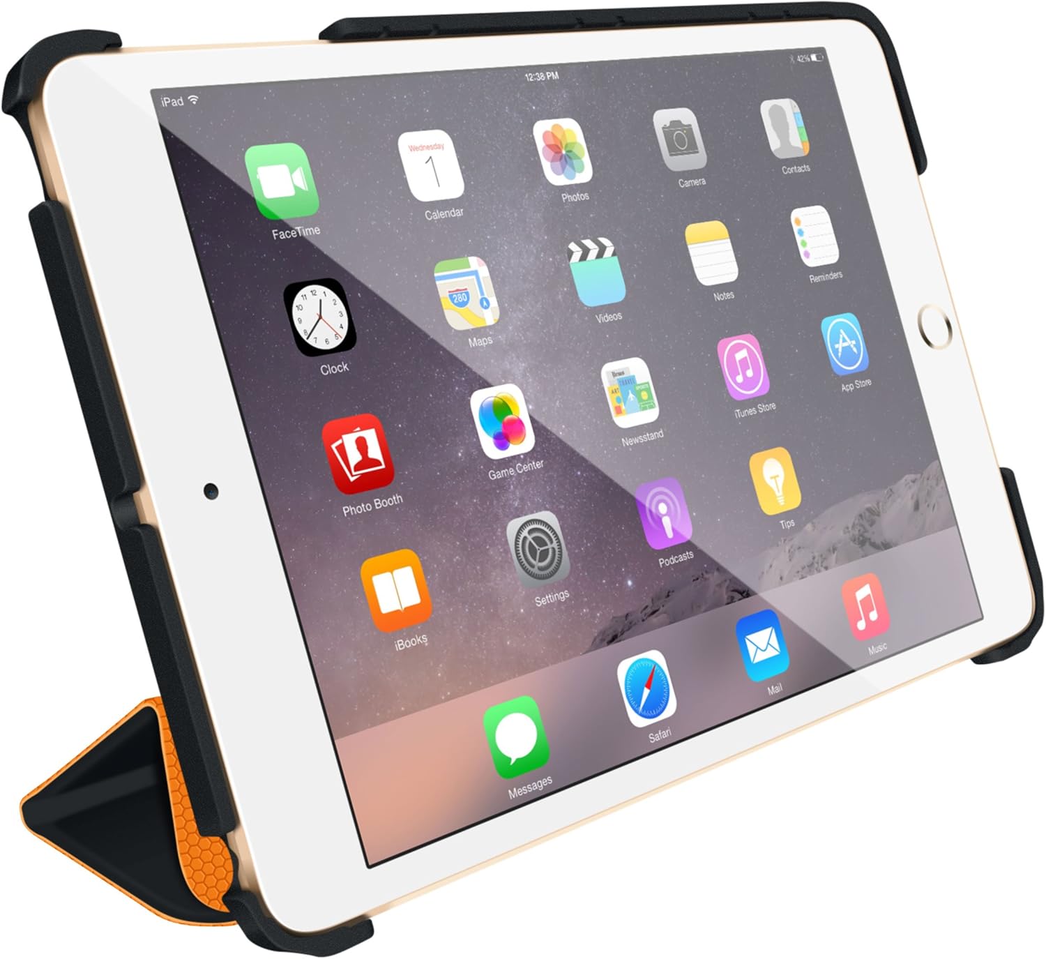 roocase iPad Mini 3 Case - Origami 3D iPad Mini Slim Shell Case Smart Cover with Sleep/Wake [Features Landscape, Portrait, Typing Stand] for Apple iPad Mini 3, 2 & 1, Granite Black/roocase Orange