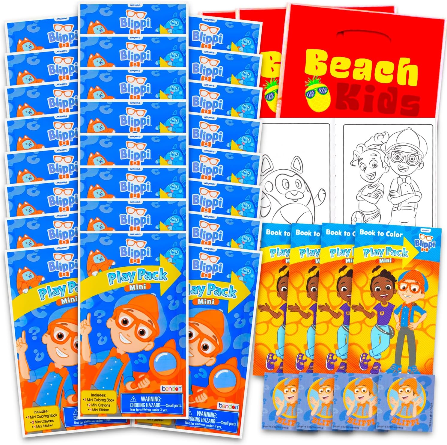 Blippi Birthday Party Favors Set - Bundle with 24 Play Packs for Kids | Mini Coloring Books, Stickers, and More for Goodie Bags (Blippi Party Supplies)