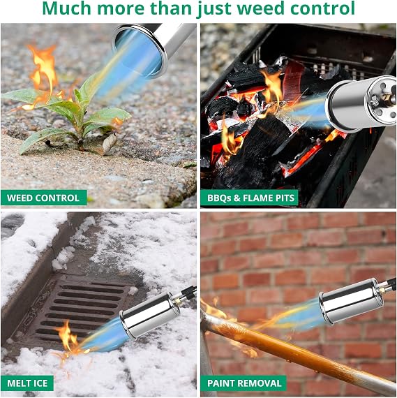 Sondiko Weed Torch Propane Torch, Heavy Duty Blow Torch, 30 Detachable Long Arm Propane Weed Burner&Flame Control Valve for Garden,Stumps,Wood,Melting Ice,Snow Road,Roofing