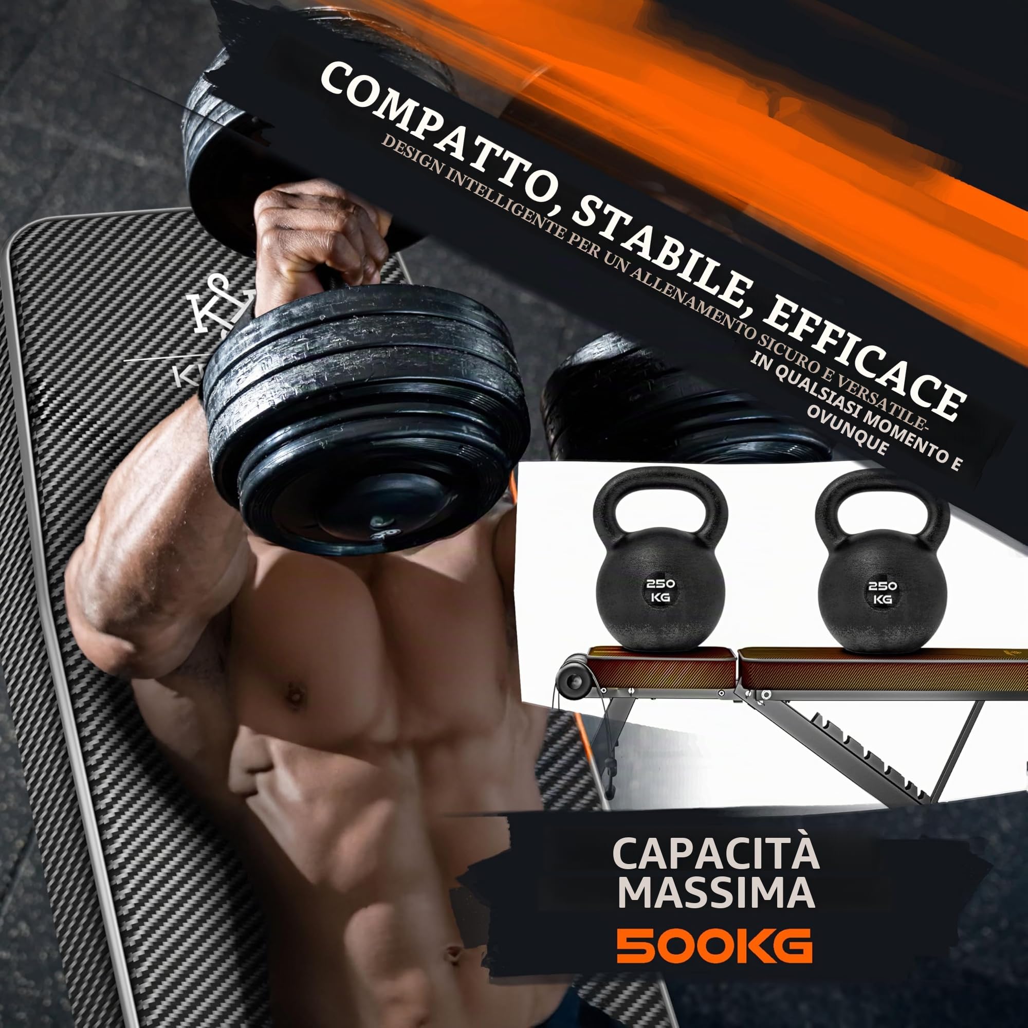 KESSER® Panca pieghevole multifunzione con schienale, portata 500 kg, per il fitness e l'allenamento