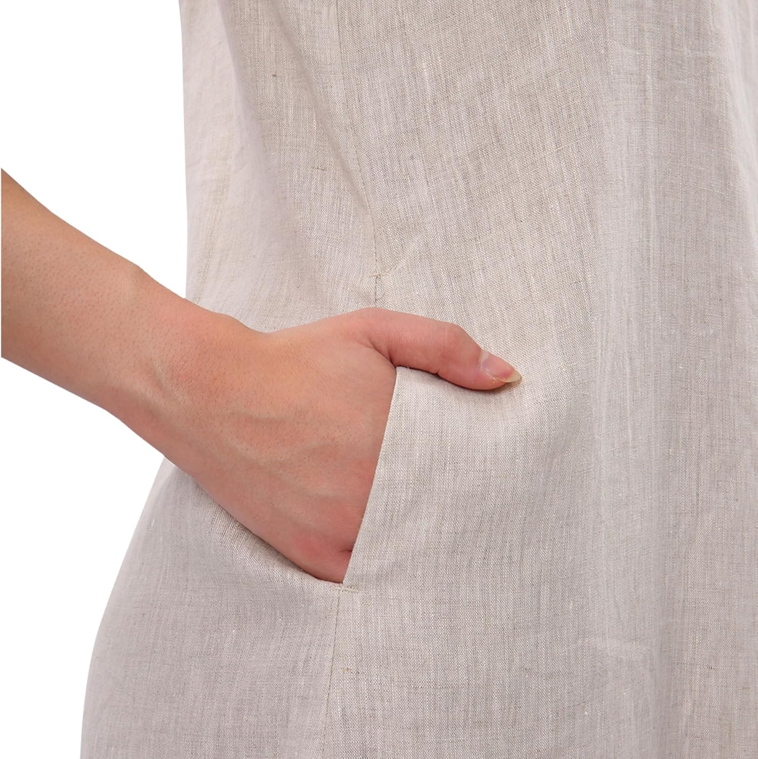 Amazhiyu Women's 100% Linen Summer Casual Sleeveless Midi Tank Dresses with Pockets - Image 4