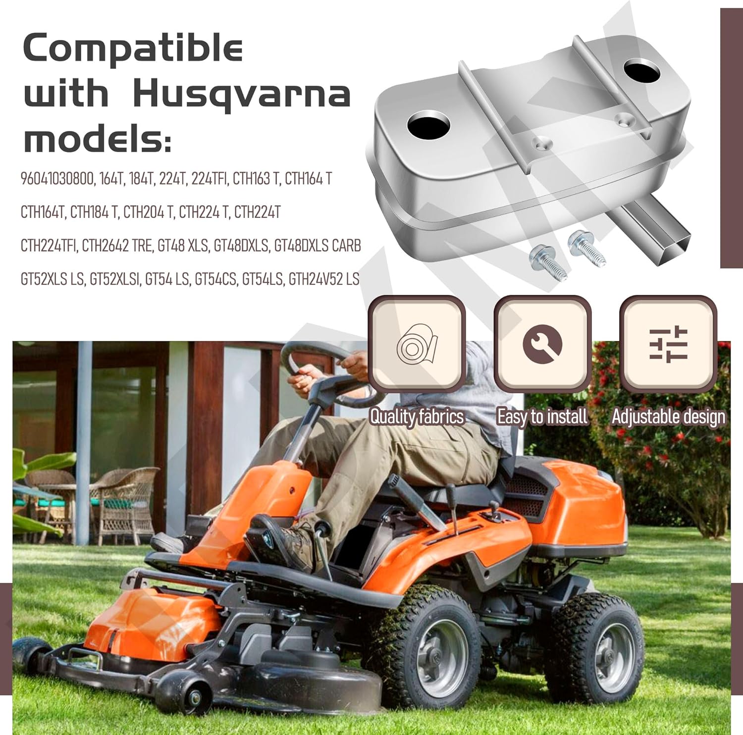 589818701 Mower/Tractor Muffler Compatible with Husqvarna 164T, 184T, 224T, 224TFI, CTH163 T, CTH164 T, CTH164T, CTH184 T, CTH204 T