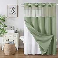 Vista 1 de Colorful Star No Hook Shower Curtain with Snap in Fabric Liner, Waffle Weave Heavy Duty Thick Shower Curtains with Mesh Top Window, Hotel