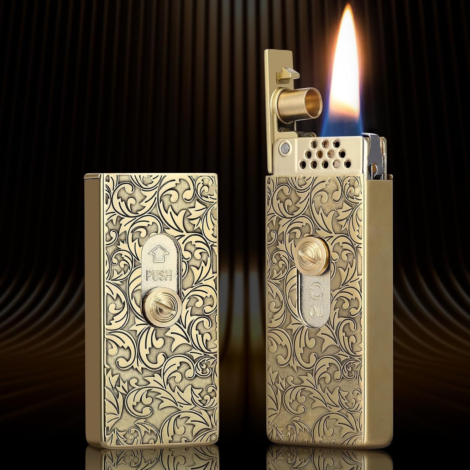 Vintage Trench Lighter, Refillable Lighter, Windproof Matchbox Kerosene Lighter, Antique Soft Flame Lighters, Cool Lighter Collection Unique Gift for Men Dad Husband(C8)