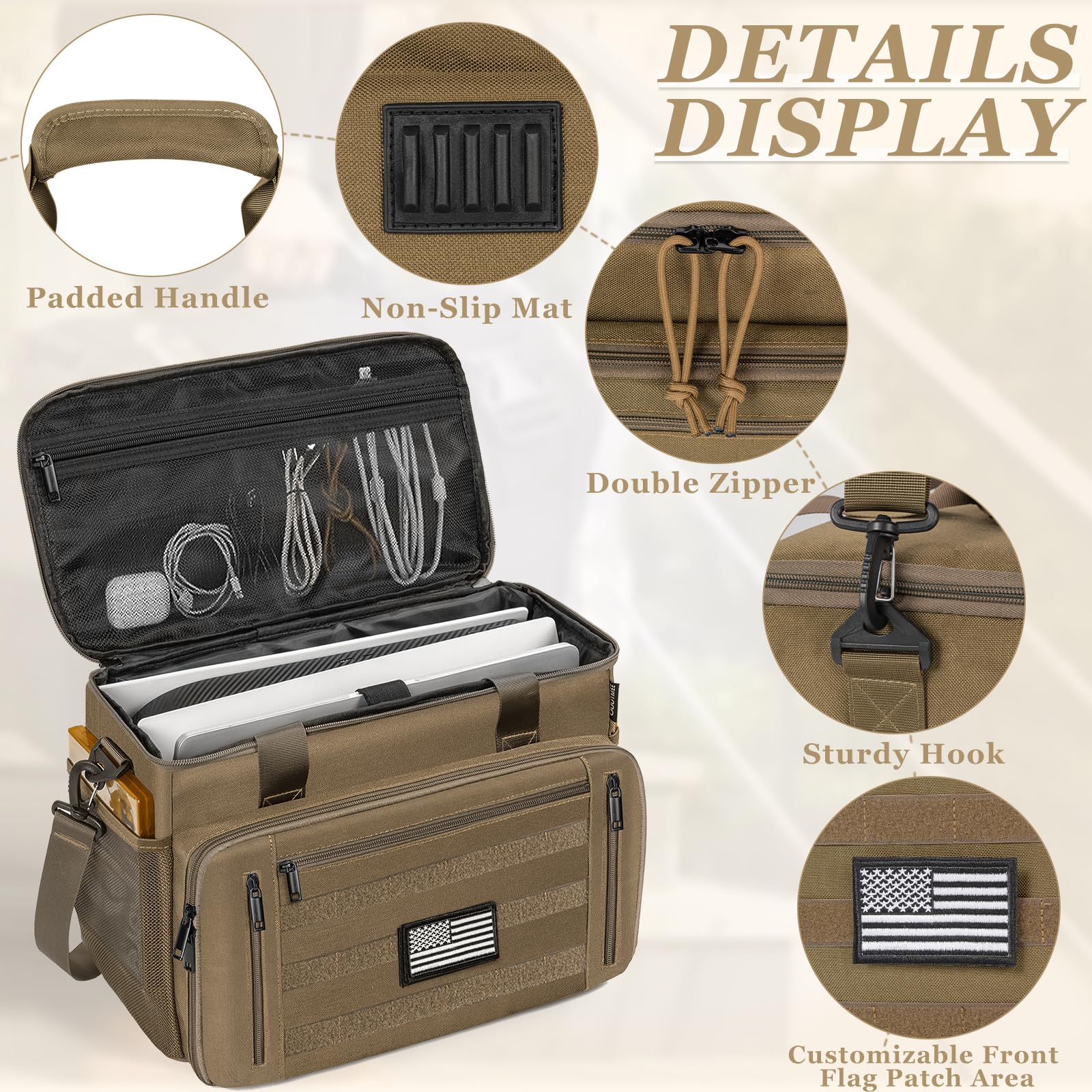 OUUTMEE Borsa tattica da trasporto compatibile con console PS5/PS5 Pro/PS5 Slim, custodia da viaggio con tasche multiple per laptop da 15,6", controller, dischi e altri accessori