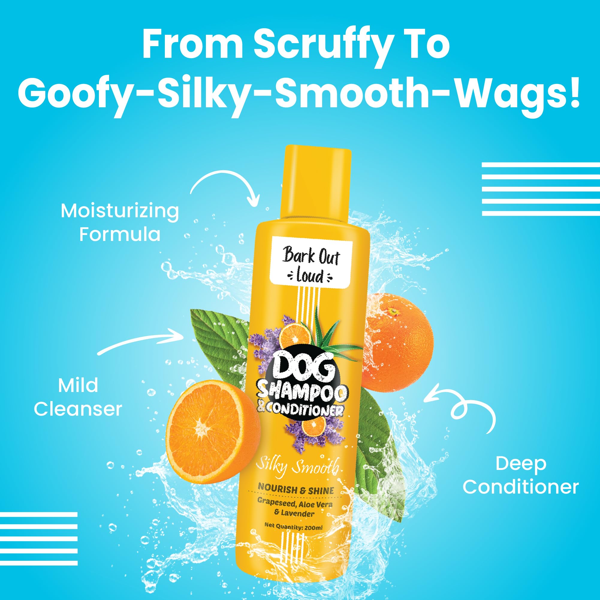 Bark Out Loud by Vivaldis - 2-in-1 Dog Shampoo & Conditioner for Healthy, Shiny Coats (200 ml)
