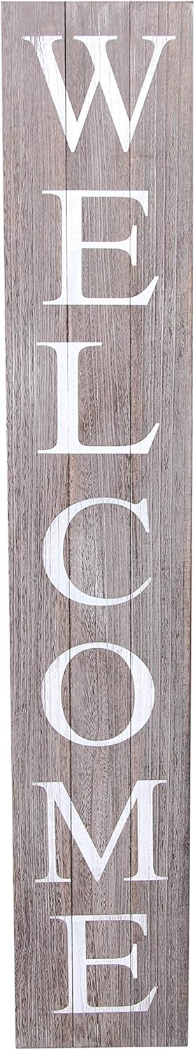 Welcome Sign for Front Door Porch – 5 Feet Tall, Vertical Wooden Outdoor and Indoor Welcome Home Decor Sign Wall Decorations (Grey)
